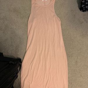 Long fitted peach maxi dress